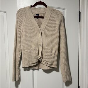 GAP Women's Cream Ribbed Cardigan Size Large
